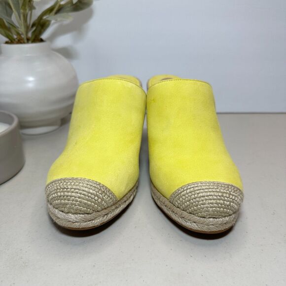 Lauren Ralph Lauren Pennie Espadrille Wedge Pumps Leather Yellow Women 8 NWOB - Picture 2 of 11